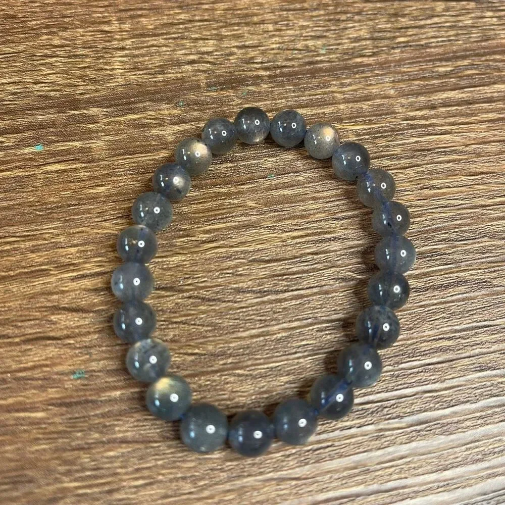 Labradorite high quality super flashy stretch beaded bracelet ONE new handmade